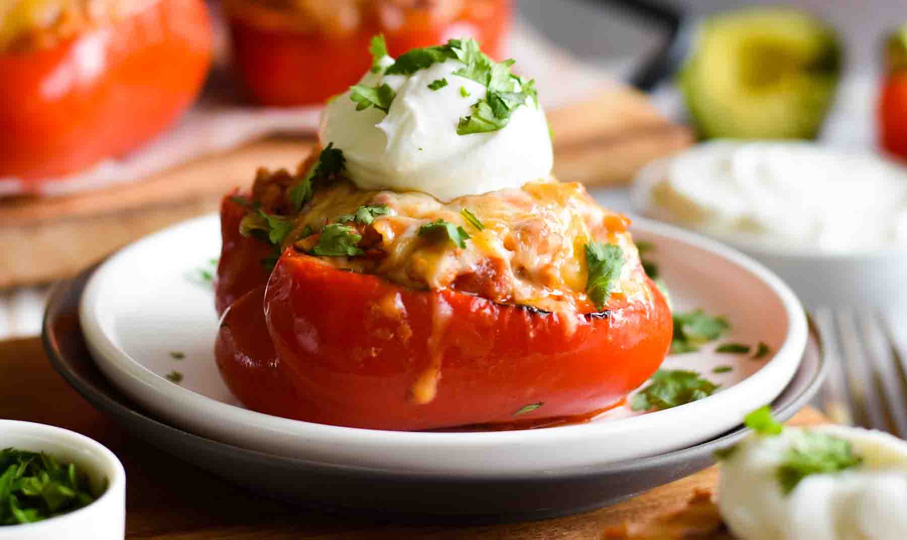 Grilled Pork Fajitas in Stuffed Peppers