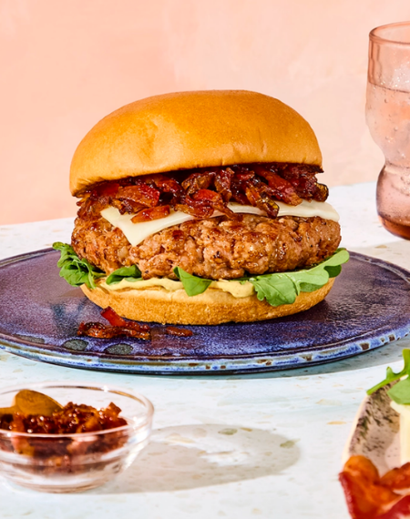 Brown Sugar Pork Burger with Bacon Onion Jam