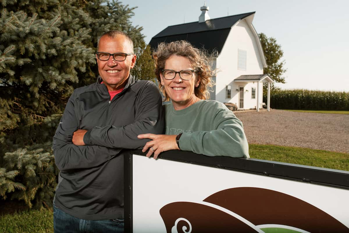 Kevin and Lisa Rasmussen on their Iowa pig farm